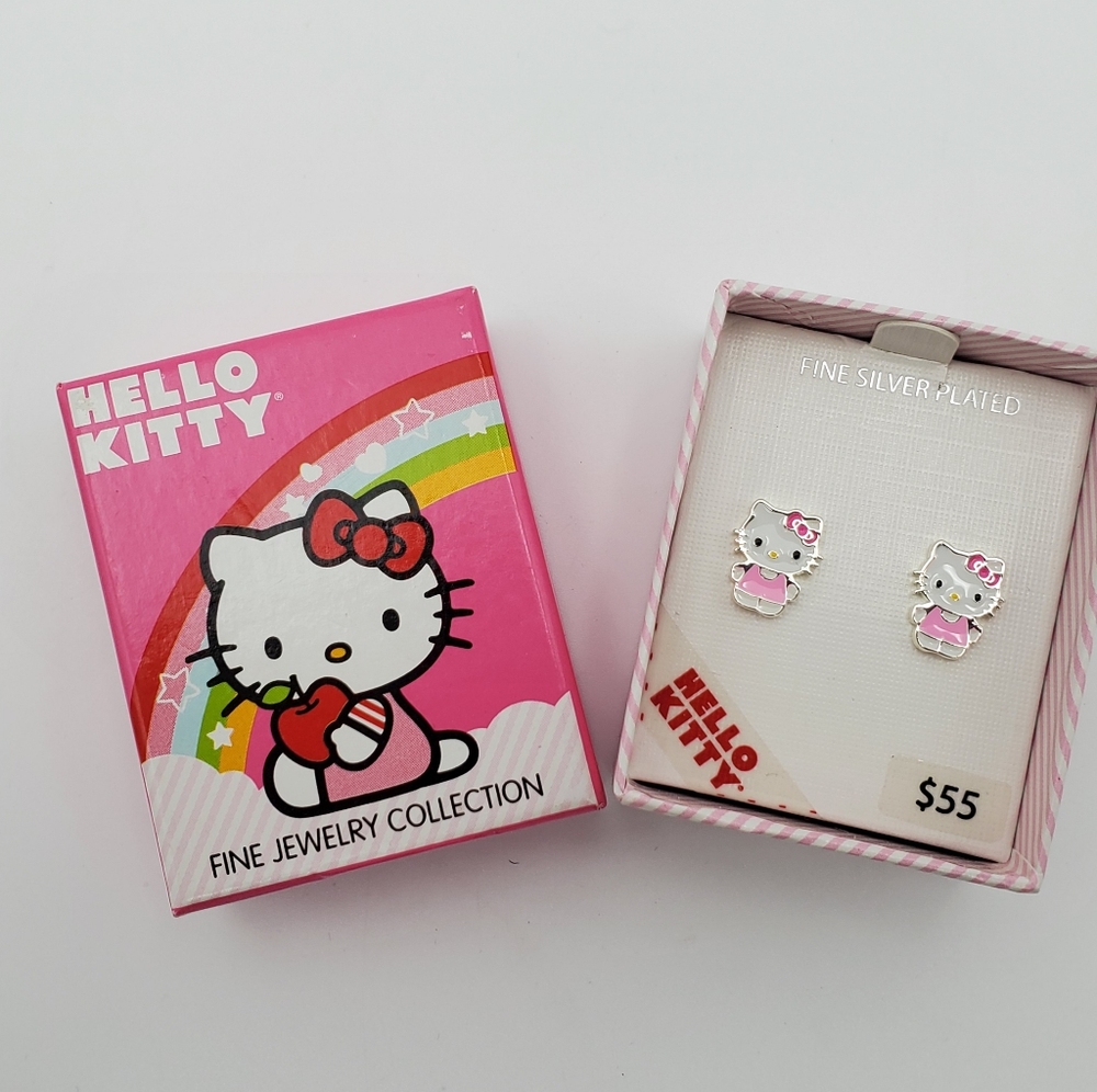 Hello Kitty Fine Silver Plated Earrings NWT Kohl's
